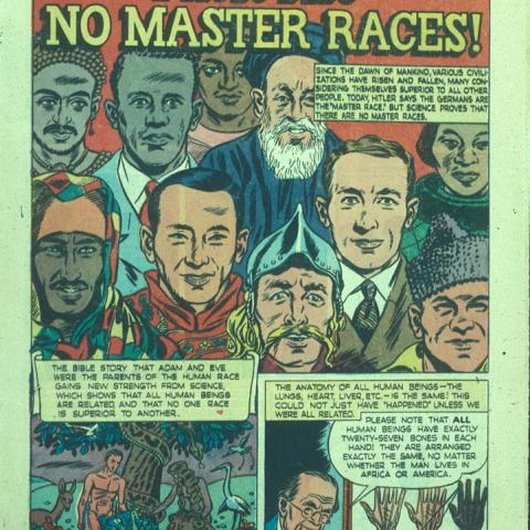 Illustrated cover reprinted from True Comics magazine, based on the pamphlet, The Races of Mankind, 1944
