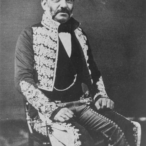 As the commander of Mexican forces, General Andres Pico signed the Treaty of Cahuenga on January 13, 1847 at Campo de Cahuenga, Circa 1850. 