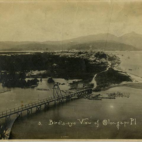 Postcard with bird's-eye view of Olongapo, ca. 1910. Donald Hiram Stilwell Photograph Collection