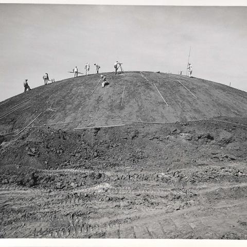 Photograph, Valley Music Theatre, construction of dirt mound, ca. 1963