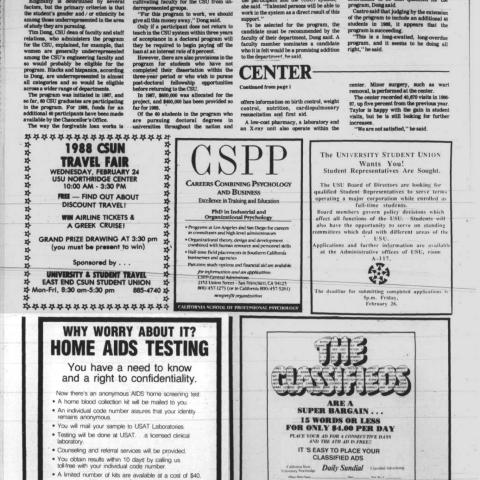 Daily Sundial, February 19, 1988