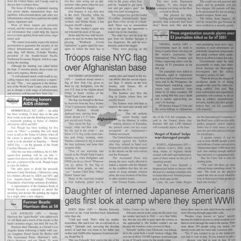 Daily Sundial, December 3, 2001