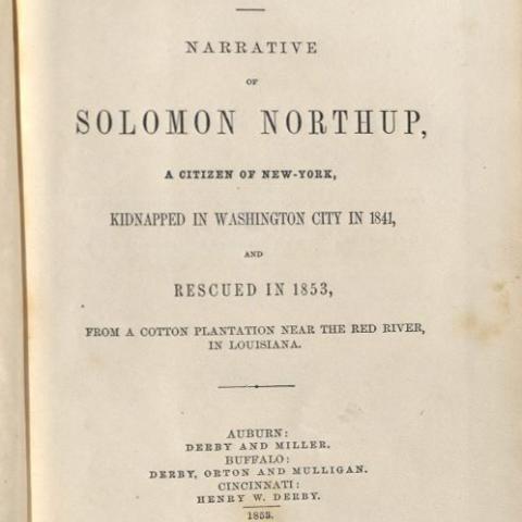 Title page, Twelve Years a Slave, Narrative of Solomon Northup
