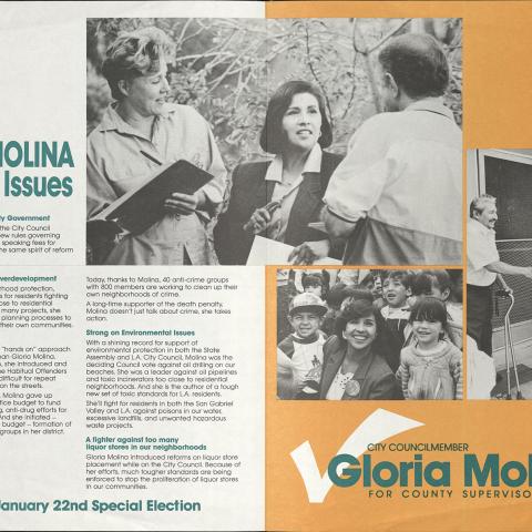 Molina for Supervisor 1990-1991 campaign mailer, Frank del Olmo Collection, Box 148 Folder 18