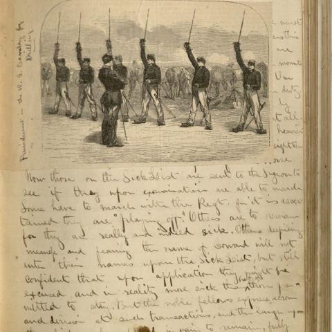 Union soldiers carrying out drilling exercises