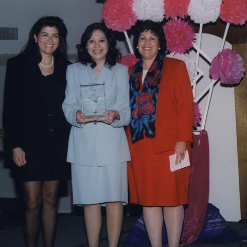 Laura Casas-Frier, State Senator Hilda Solis, and Maria Reza at the 8th annual Adelante Mujer Conference, April 1999