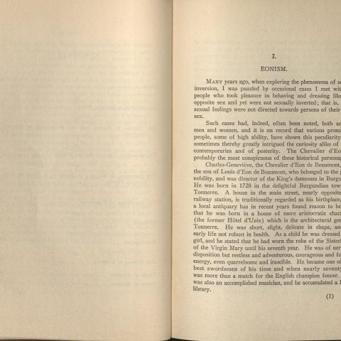 Havelock Ellis, Studies in the Psychology of Sex, Volume VII, Chapter 1: Eonism