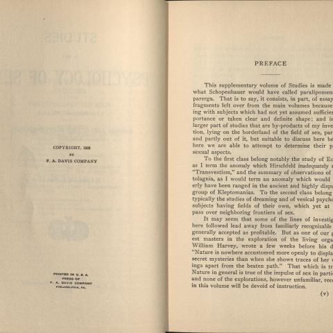 Havelock Ellis, Studies in the Psychology of Sex, Volume VII, Preface