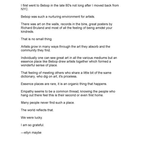 Ellen Maybe’s poem about Bebop