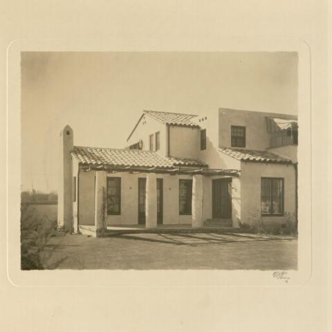 Back patio of a Mission revival single family home in the foothills of Los Angeles, ca. 1930