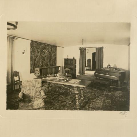 Music room of a Mission revival single family home in the foothills of Los Angeles, ca. 1930