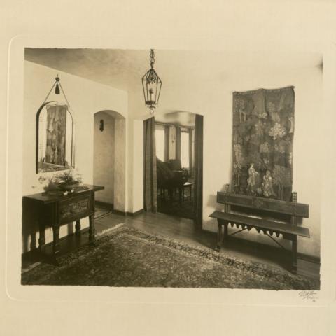 Hallway in a Mission revival single family home in the foothills of Los Angeles, ca. 1930