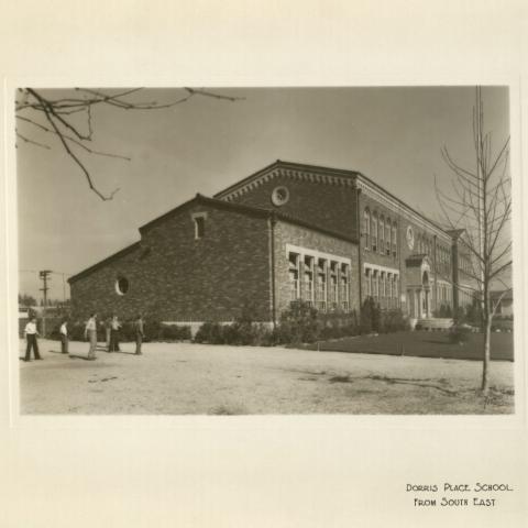 Southeast view Dorris Place Elementary School located in Elysian Valley near Elysian Park, ca. 1926