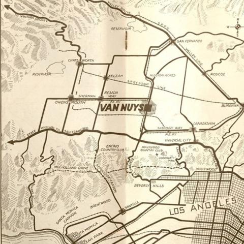 Map of Van Nuys, in Van Nuys (within Los Angeles) California: The Hub of the San Fernando Valley, 1922