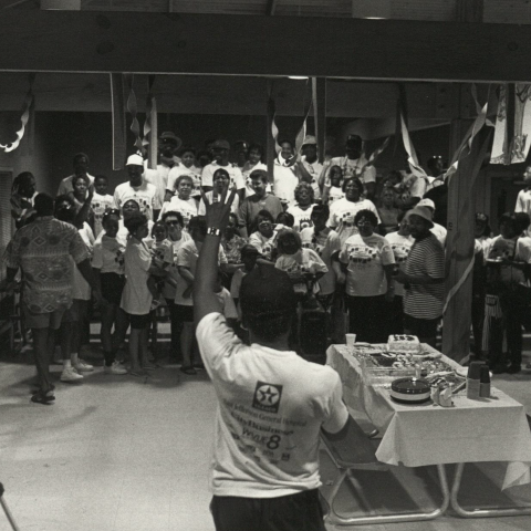 A group poses for a Celestin Family Reunion portrait. 1994. TBC.RCH