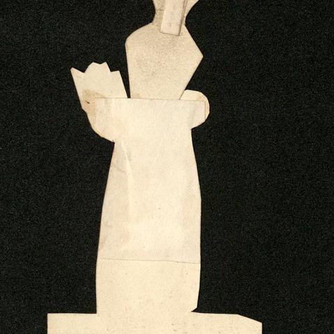 Back of paper doll 7 with head half inserted from The History of Little Fanny 