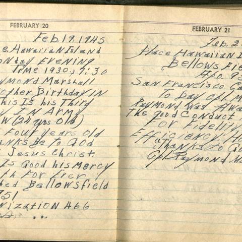 Diary entry for February 19, 1945