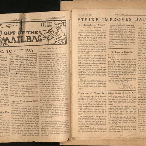 Pages 2-3 of Reveille, camp newsletter