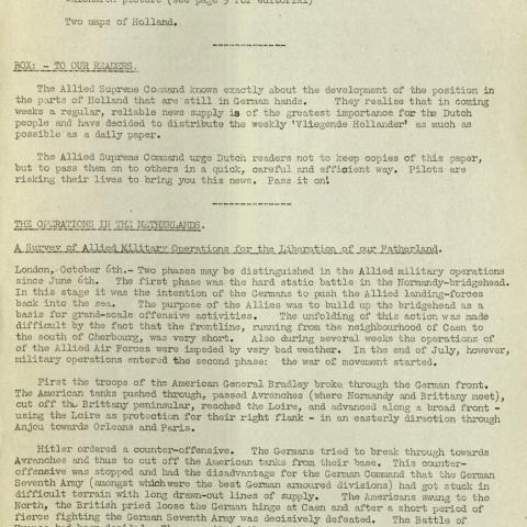 First page of English-language translation of De Vliegende Hollander (the Flying Dutchman), no. 54, Friday, October 6, 1944