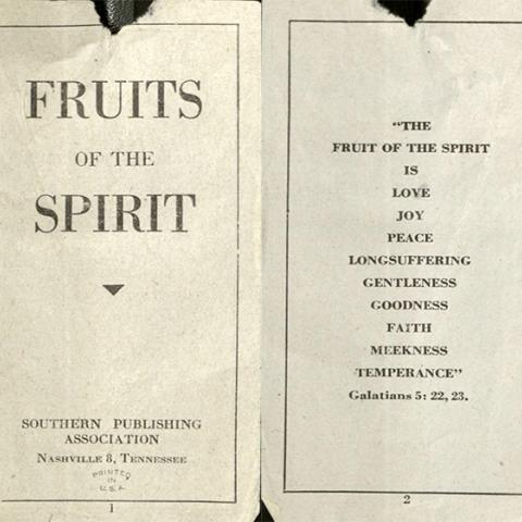 Title pages of Fruits of the Spirit, a Seventh-day Adventists publication