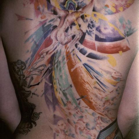 Back tattoo of figure leaping into space, in Tattooing the Invisible Man: Bodies of Work, 1955-1991982