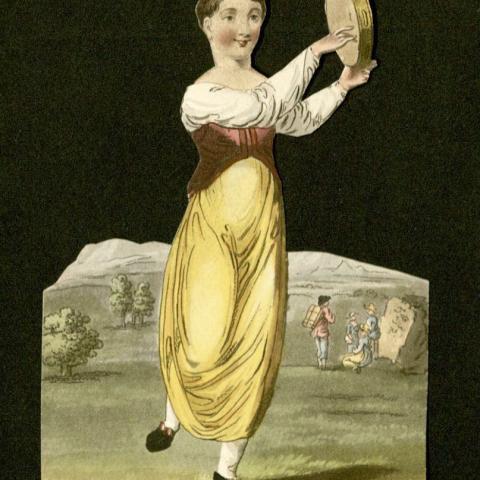 "Lauretta Dancing, and Playing her Tambourine"