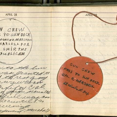 Diary entry and gun crew pass, April 28