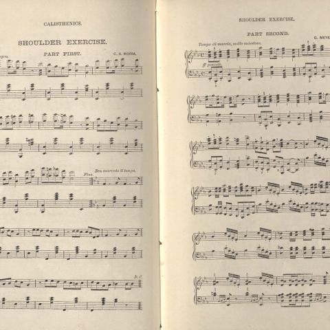 Song for shoulder exercises from Betz's A System of Physical Culture Designed as a Manual of Instruction for the Use of Schools