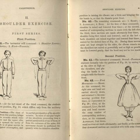 Shoulder exercises from Betz's A System of Physical Culture Designed as a Manual of Instruction for the Use of Schools