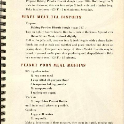 Peanut Corn Meal Muffins recipe, in Heinz Recipe Book: First Course Suggestions