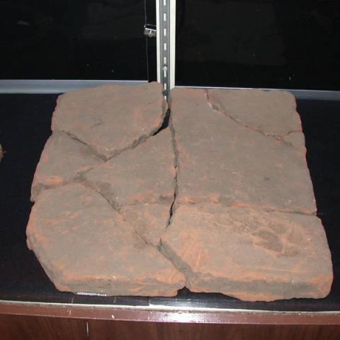 Original terra cotta tile from the 1997 archeological excavation of the Campo de Cahuenga adobe ranch house.