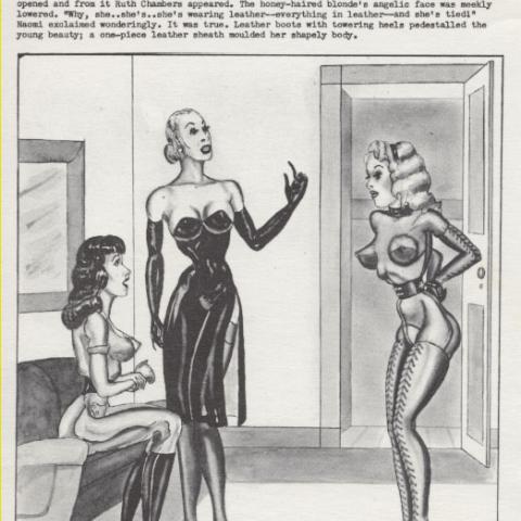 Illustrated page of story, "Presented in Leather". Harris-Wheeler Collection.