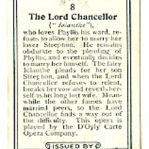 Backside of card advertising Player's Cigarettes