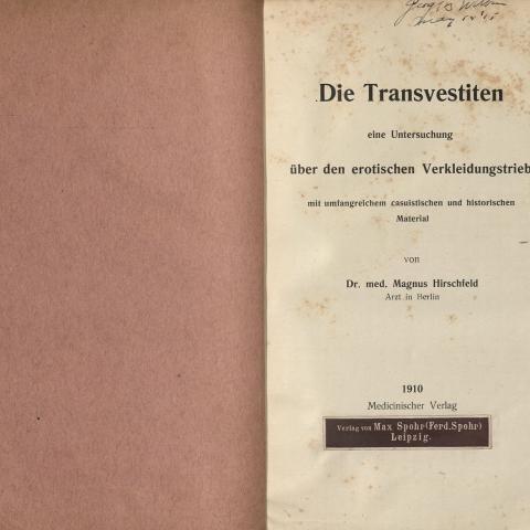 Magnus Hirschfeld, Die Transvestiten, Title Page