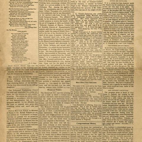 The Women's Tribune, December 17, 1890. HQ1236.5 U6 W458 1890