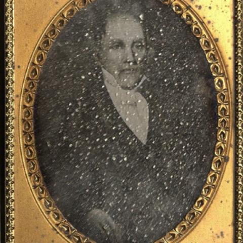 Daguerreotype showing severe silver mirroring. John M. Sell Civil War Collection