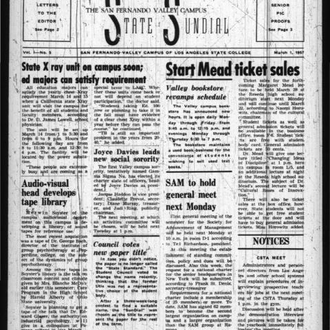 San Fernando Valley Campus State Sundial, March 1, 1957