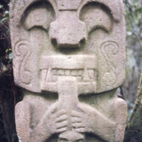 Stone figure with a long and protruding tongue. Photo taken in 1975. Digital ID:  99.01.RCr.sl.B17.04.27.19