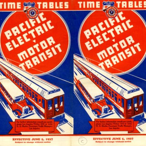 Pacific Electric Motor Transit Time Tables pamphlet, 1937