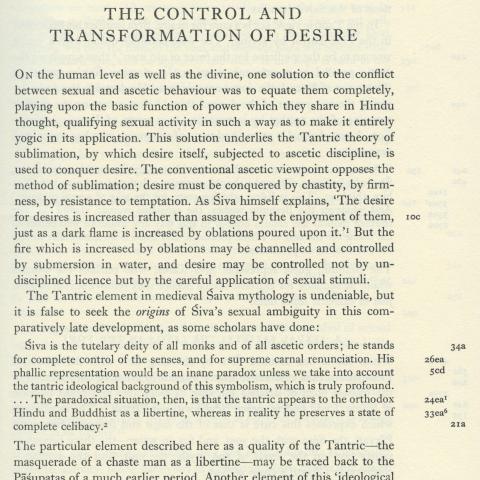 Chapter heading: The Control and Transformation of Desire