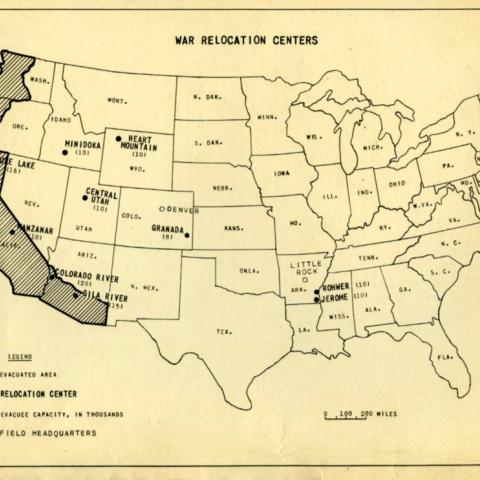 War Relocation Centers Map. War Relocation Authority Collection