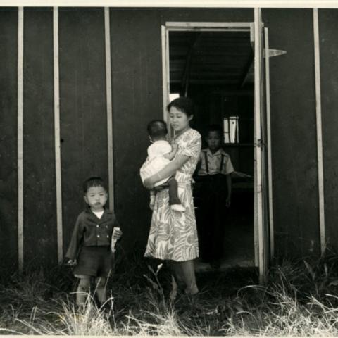 Woman and children in Manzanar Internment Camp in California
