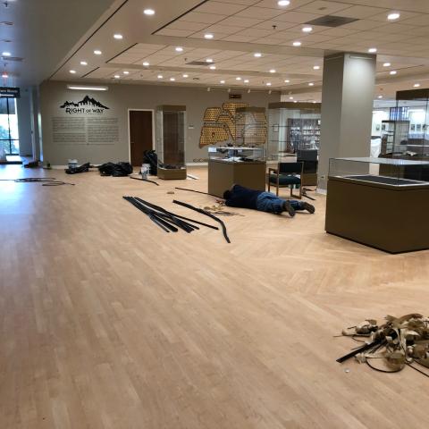 The new gallery floor, mid-installation