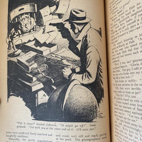 Illustration with Hale confronting Johnson, telling him that he knows Johnson is the Devil, Unknown, vol. 2 no. 1 September 1939, P1. U554