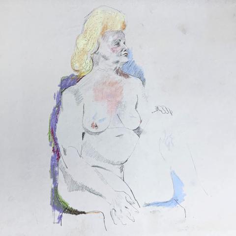 Untitled nude study by Irving Block.  From Irving Block Art Collection.