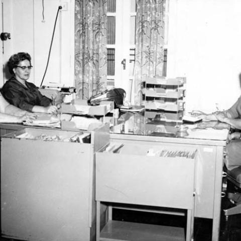 Mrs. Endsley and co-workers at the San Fernando Valley Veterans' Hospital in Sylmar, ca. 1962