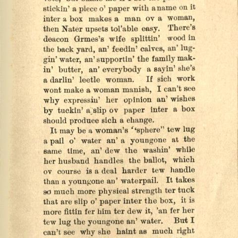 First page, Uncle Jake on Suffrage: A Satire