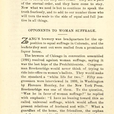 Description of beer brewers' opposition to women's suffrage, in Female Filosophy, Fished Out and Fried