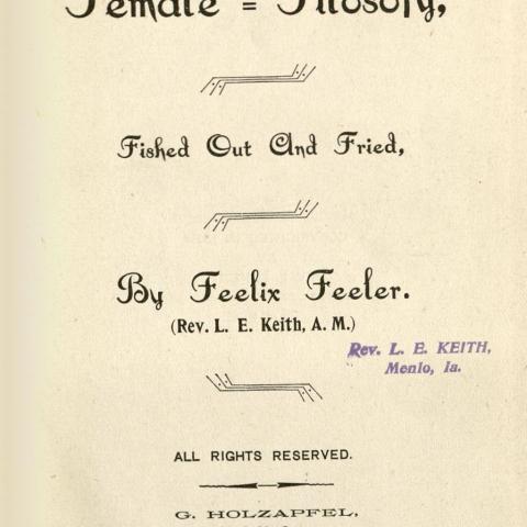 Title page, Female Filosophy, Fished Out and Fried