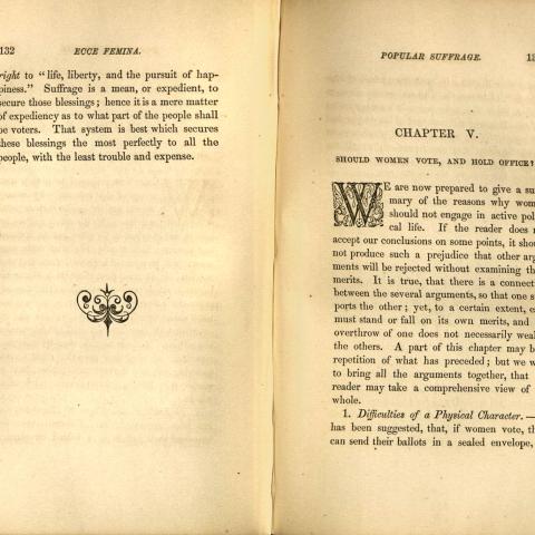 Chapter V, Should Women Vote, & Hold Office? in Ecce Femina: An Attempt to Solve the Woman Question